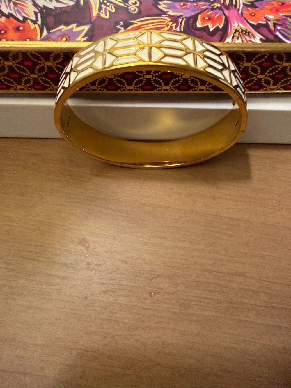 Stella & Dot Gold and White Geometric Enamel Bracelet - Picture 4 of 5
